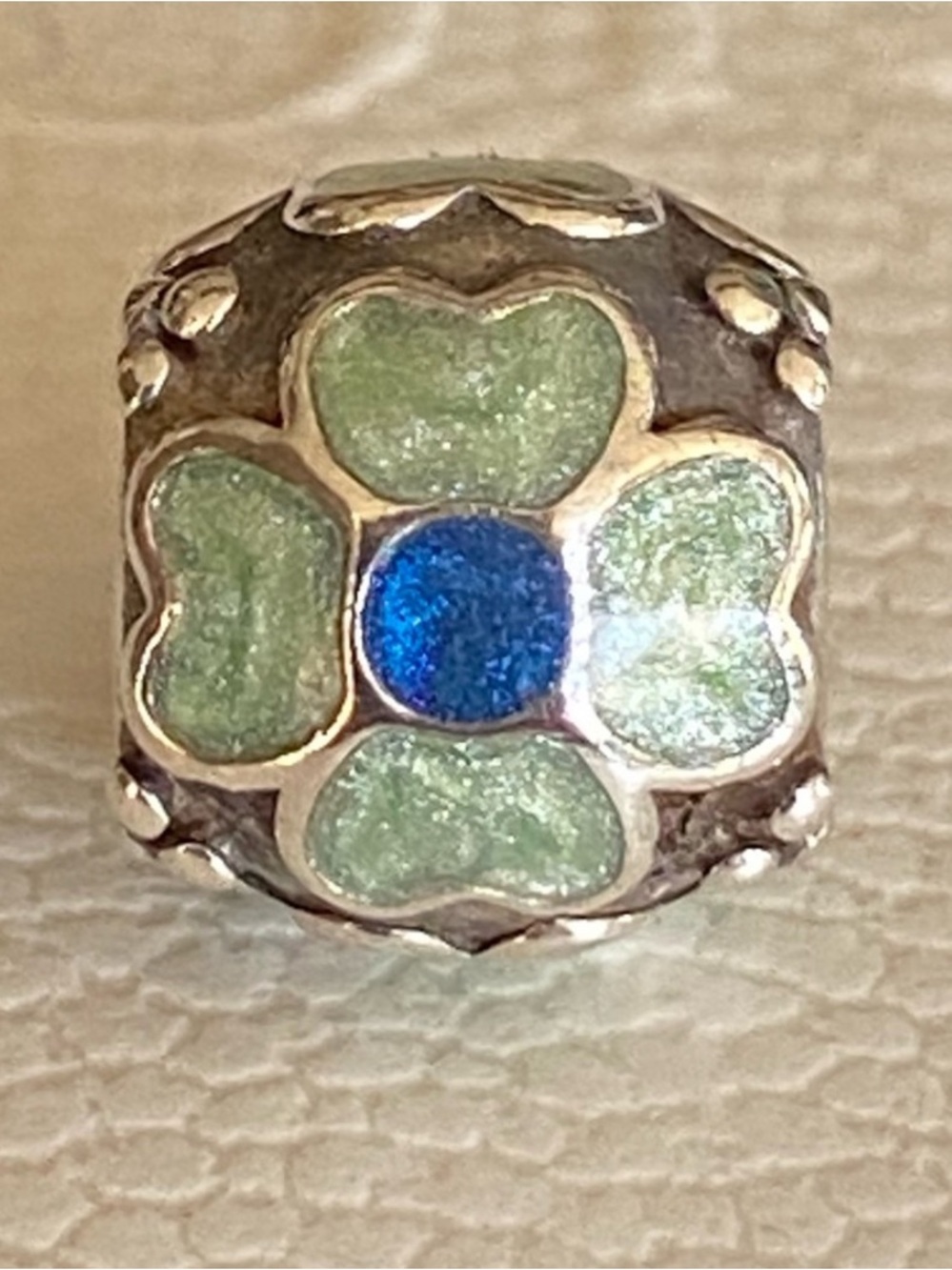 Authentic Pandora Oxidized Silver with Blue Enamel Daisy Flower ~ Retired